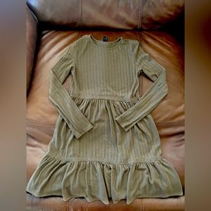 Girls Olive Long Sleeve Dress